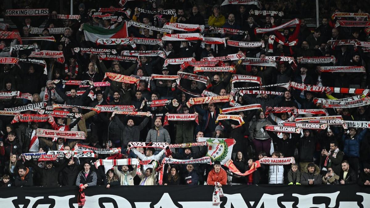 Rayo Vallecano fans and scarves